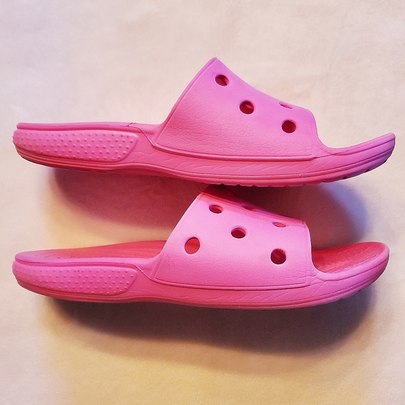 Crocs Pink Slide Children's Girls Size J2 - Picture 6 of 10
